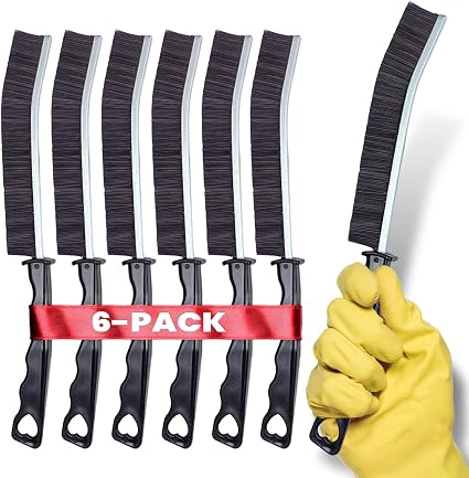 6pcs Hard Bristle Crevice Cleaning Brush Set, Grout Brush, Skinny Scrub Brush Thin Cleaning Brush for Tight Spaces Corne