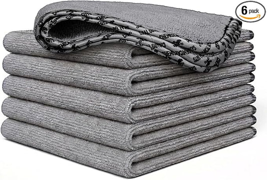 Chemical Guys AllSwipe Multi-Purpose Microfiber Towels for Cars Microfiber Cleaning Cloth Gray Drying Towels Car Detailing for Wash Interior and Glass, 14 x 12 Inch - 6 Pack