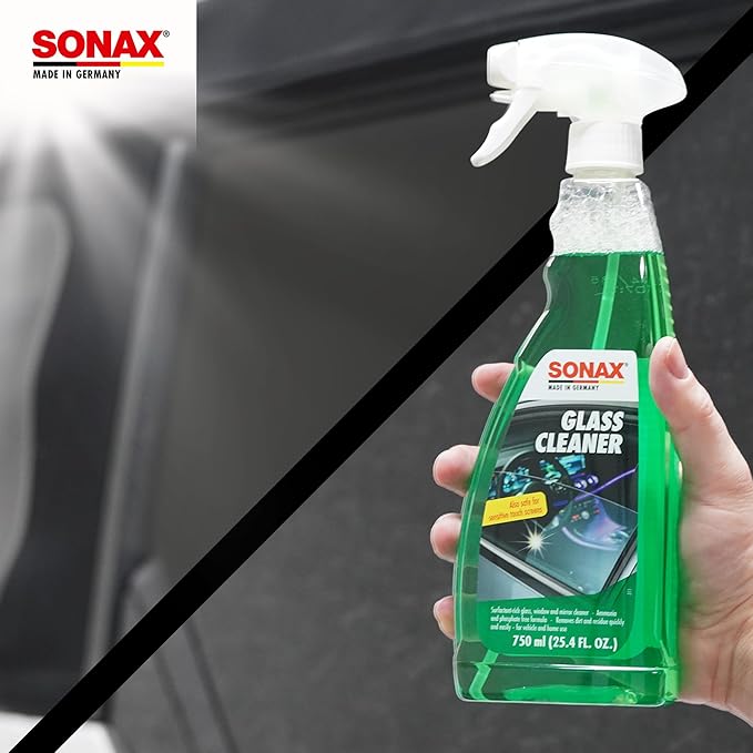 SONAX Glass Cleaner 338400 | Powerful Streak Free Formula for Crystal Clear Windows and Mirrors | Easily Removes Dirt Grease and Grime | Safe for Automotive and Household Use | 750ml
