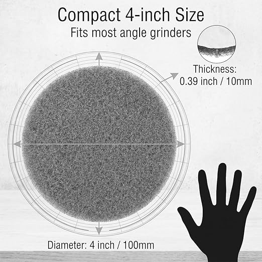4 Inch 800 Grit Drill Brush Scrubber Scouring Pads, 20 Pcs Hook & Loop Power Scrubber Scour Pads for Rotary Tools, Random Orbital Sander (Grey)