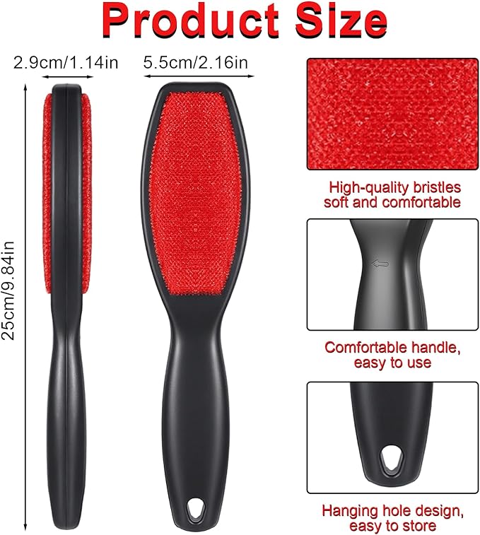 3 Pack Lint Brushes for Clothes, Double-Sided Lint Remover Brush, Reusable Pet Hair Remover, Sheet and Carpet Cleaning Brush for Clothes Sheet Carpet Furniture Fabric