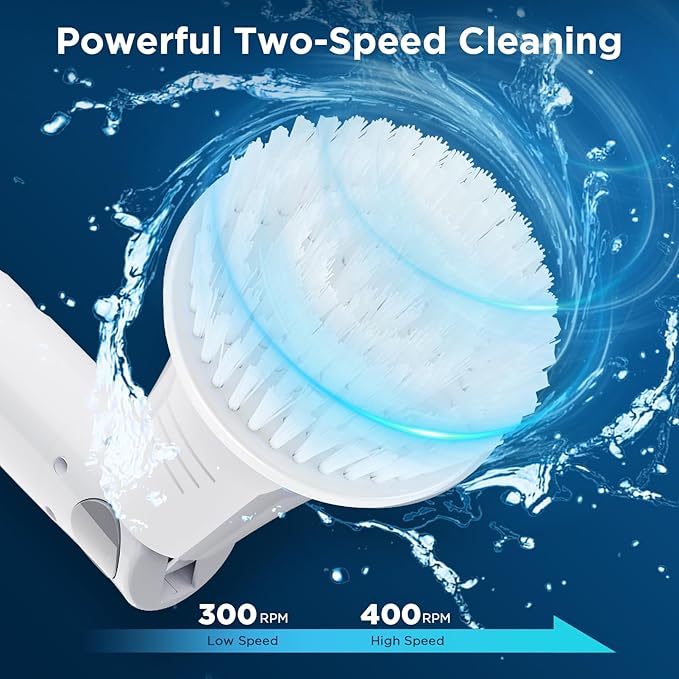 Electric Spin Scrubber, Bathroom Cleaner, Power Shower Cleaning Brush with Extendable Handle & 4 Brush Heads, Shower Scrubber for Bathtub Tile Grout Kitchen Window and Floor