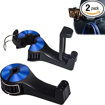 Amooca Car Seat Hooks for Purses and Bags with Phone Holder, Universal Car Headrest Storage Organizer Hanger Hook with L