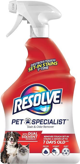 Resolve Pet Specialist Carpet Cleaner, Stain Remover and Odor eliminator trigger, Floor and Upholstery Cleaner, 32 oz (P