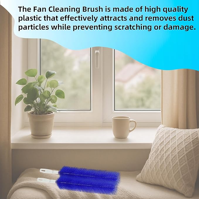 Fan Cleaning Brush, Bendable Fans Duster Fan Cleaner for Your Electric Fans Reusable Dust Cleaner Microfiber Head Dusting Brush for Air Conditioning, Home Car Vents, Curtain, Shutters 2 Pcs Blue