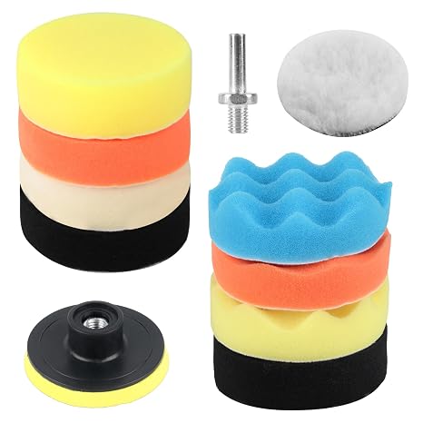 10 Pack 3 Inch Car Polishing Pads for Drill Foam Wax Buffer Kit M10