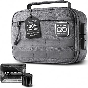 HELMET HEAD Smell Proof Bag with Lock – Odor Proof Stash Bag Organizer with Metal Tray & Mylar Bags, Lockable Travel Sto