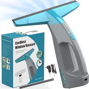 Kiato Window Vacuum, Power Window Squeegee 11", Rechargeable Window Vac with Spray Bottle, Electric Cleaning Tool for Sh