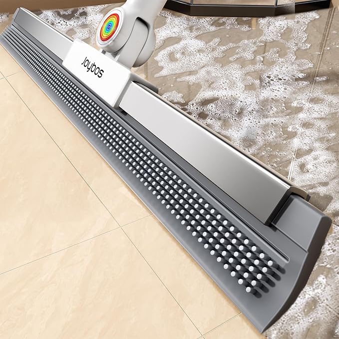 Floor Squeegee for Concrete Floor, Squeegee for Floor with 180° Rotating Head & 63" Long Handle, Garage Squeegee Broom for Epoxy Floor, Pet Hair, Water Removal, Bathroom Tile, Shower Glass, Carpet