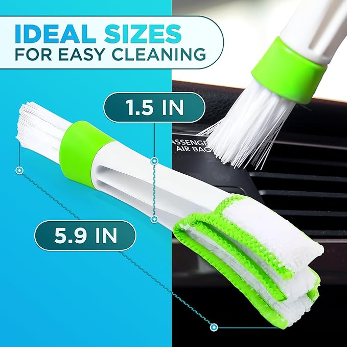 Car Vent Brush Multifunctional Cleaning Brush - Auto Vent Cleaner Tool for Car Detailing Car Interior Duster Reliable Plastic & Nylon, Handy Size, Triple Design, Compact Storage, Removable for Washing