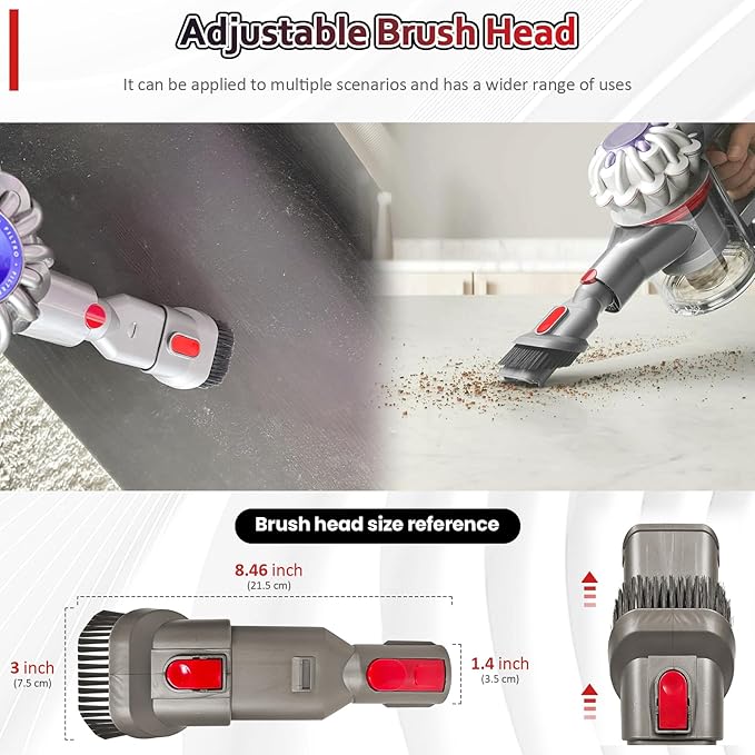 Attachments Kit for Dyson V7 V8 V10 V11 V15 Cordless Models, Furniture Cleaning Kit Vacuum Accessories 6-Piece Brush Replacement