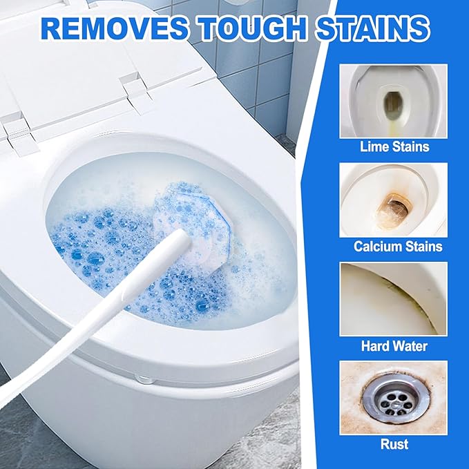100 Count Disposable Toilet Brush,Toilet Cleaner Wand Refills Compatible with Most Toilet Brushes- No Falling Apart, Fresh Fragrance，4X Cleaning Power，Bathroom Cleaning.
