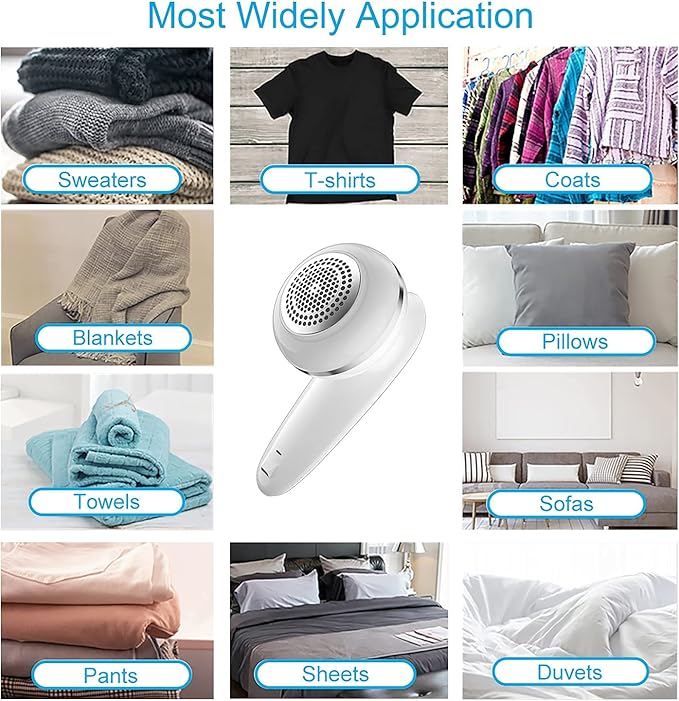 Sweater Fabric Shaver, ailyfu Rechargeable Electric Lint Remover with 6-Leaf Blades and Replaceable Stainless Steel Blade for Clothes, Sweater, Couch, Blanket, Curtain, Socks, Wool, Cashmere(Silver) …