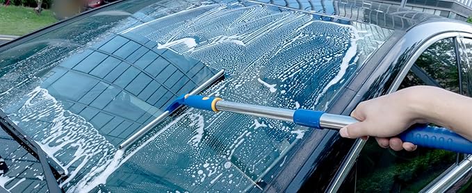 14" Shower Squeegee for Glass Doors, All-Purpose Extendable Squeegee for Shower Glass with 2 Blades,Window Squeegee,Window Cleaner Tool for Shower Doors, Windows, Bathroom and Car Windshields