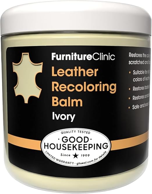 Furniture Clinic The Original Leather Recoloring Balm | Ivory Leather Dye | Repair Scratched, Faded, & Worn Leather | Re