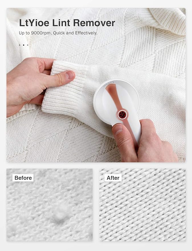 Lint Remover Shaver LtYioe Fabric Shaver USB Rechargeable Sweater Shaver Fabric Fuzz Remover with 2 Blades and Clean Brush, Battery Operated, Ergonomic Handle Design, Lightweight and Portable(Silver)
