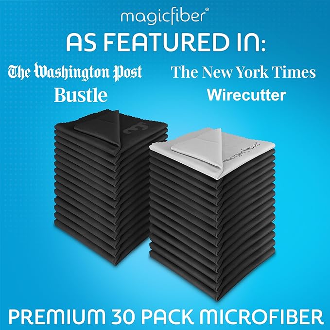 MagicFiber Microfiber Cleaning Cloth, 30 Pack - Premium Cloth for Glasses, Lens, Screens & More