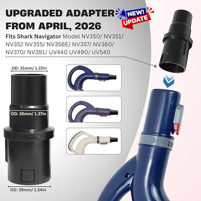 For Shark Crevice Tool Attachment with Adapter Kit, Compatible with Shark Navigator NV350 NV351 NV360, Rotator NV500, Rocket HV300 HV301 – Vacuum Attachments & Accessories for Tight Spaces