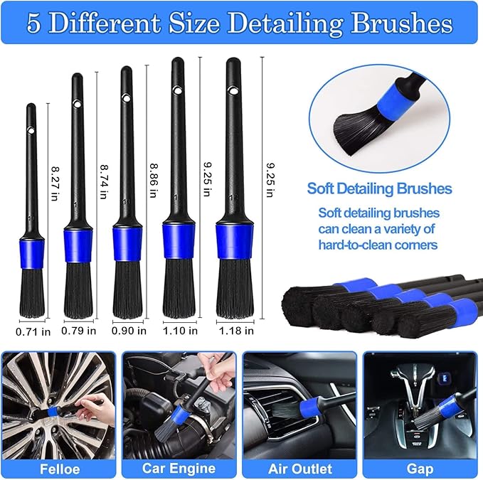 30Pcs Car Detailing Brush Set, Car Detailing Kit, Car Cleaning Kit, Car Windshield Cleaning Tool, Professional Car Care kit - Car Wash Brush kit for Interior Exterior Wheels(Blue)