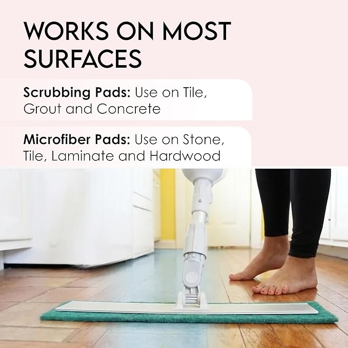 Turbo Microfiber Mop Floor Cleaning System - 18-inch Dust Mop with 4 Reusable Pads for Hardwood and Tile, 360-Spin Floor Mop Head & Extendable Handle - Household Cleaning Tools