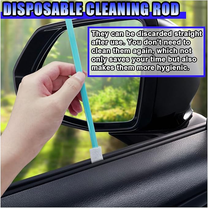 Cleaning Swab Sticks, Small Cleaning Sponge Tip for Tight Spaces, Disposable Crevice Cleaning Brush Kit, Universal Automotive Detailing Tools Accessories for SUV, Sedan, Truck (30PCS)