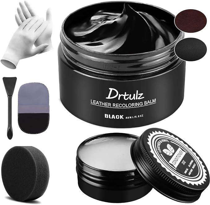 Black Leather Recoloring Balm, Leather Color Restorer Conditioner, Leather Repair Kits for Vinyl Furniture, Sofa, Car Se