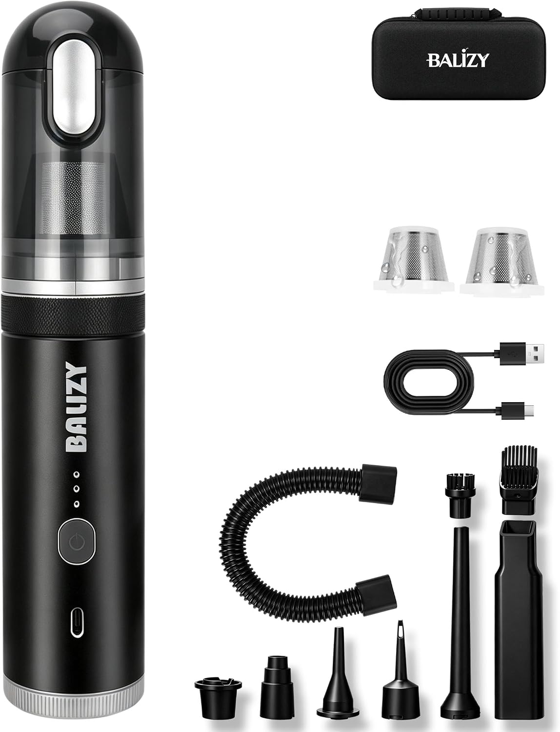 Handheld Vacuum，4-in-1 Cordless Car vacuum cleaner&Air Blower,Black