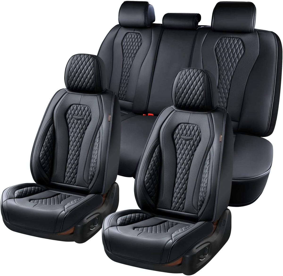 Seat Covers, Car Seat Covers Full Set, Black Car Seat Cover, Car Seat Covers Front Seats Back Seat Cover, Waterproof Car Seat Cushion, Leather Seat Covers Seat Protector Fit for Most Cars