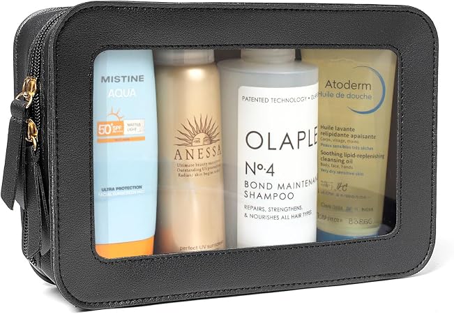 LETGO Clear Beach Makeup Bags, TSA Approved Toiletry Bag with Zipper, Clear Makeup Organizer Fit Carry-on Travel Car Acc