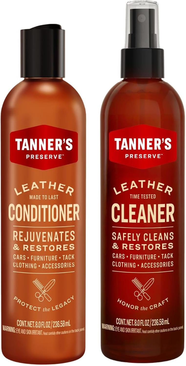 Leather Cleaner & Conditioner Duo Pack, Cleans, Rejuvinates & Restores Finished Leather, Use for Cars, Furniture & More, 2X 8 Fl Oz
