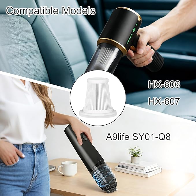 Replacement Filter Compatible with JIXINMIYUE HX-606 & A9life SY01-Q8 Handheld/Car Vacuum 4-Pack