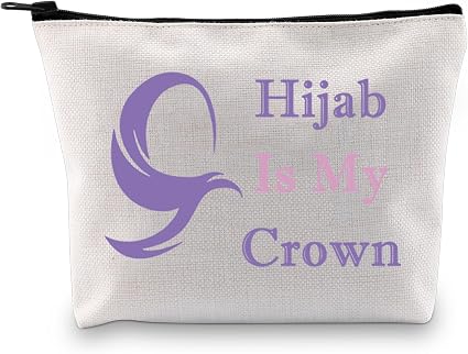 JXGZSO Islamic Religion Gift Hijab Is My Crown Cosmetic Organizer Muslim Women Make Up Bag Hijab Themed Gift