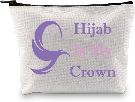 JXGZSO Islamic Religion Gift Hijab Is My Crown Cosmetic Organizer Muslim Women Make Up Bag Hijab Themed Gift