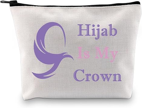 JXGZSO Islamic Religion Gift Hijab Is My Crown Cosmetic Organizer Muslim Women Make Up Bag Hijab Themed Gift