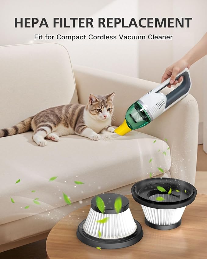12 Pack Vacuum Filter Replacement Compatible with Compact Cordless Vacuum Cleaner as Seen on TV, Washable and Reusable Vac Replacement Parts