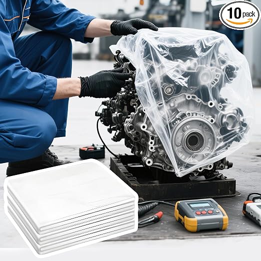 Hovom 10PCS Engine Bag Cover, 47.2×47.2 Inch Clear Plastic Engine Storage Bag, Transparent Dustproof Car Engine Protecti