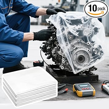 Hovom 10PCS Engine Bag Cover, 47.2×47.2 Inch Clear Plastic Engine Storage Bag, Transparent Dustproof Car Engine Protecti