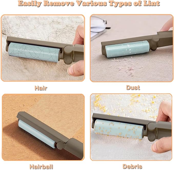 Mini Reusable Lint Roller for Travel, 6 Pack Washable Foldable Lint Remover with Sticky Gel, Portable, Compact and Easy to Clean for Clothes and Luggage Use