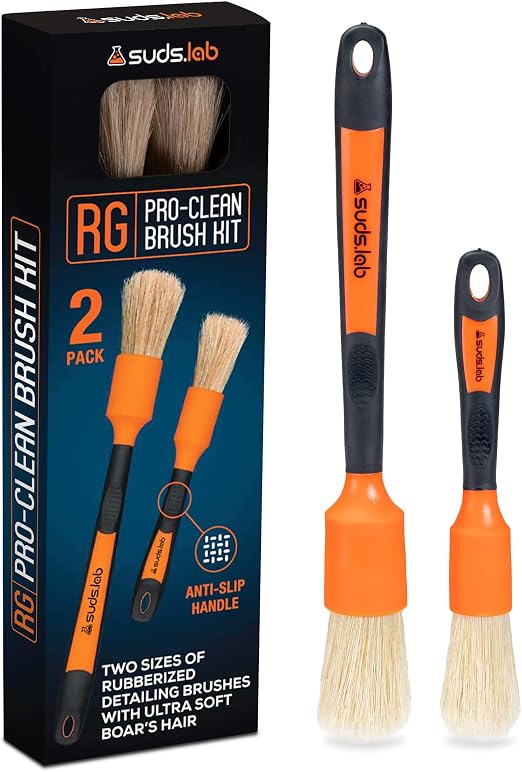 Suds Lab Detailing Brush, Rubberized Bristles, Wheel Rim Cleaner, 2-Pack