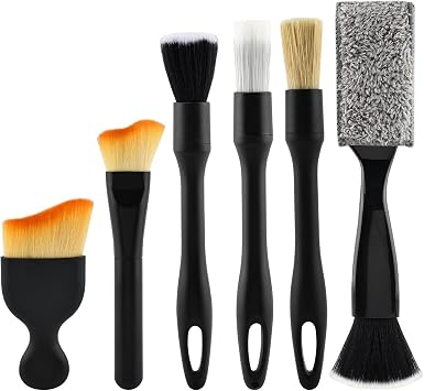 6Pcs Car Detailing Brush Set for Cleaning Interior or Exterior, Car Interior Detailing Brush for Air Vents, Wheels and e