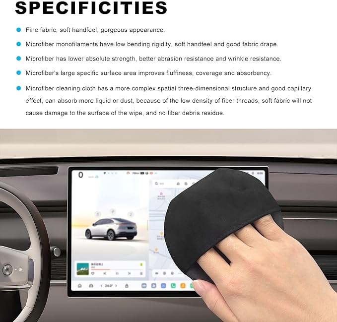 Ohleats Car Screen Cleaner, Microfiber Auto Screen Cleaning Pad, Foldable Touch Screen Cleaner Cloth for Vehicle Dashboard LCD Display, Car Cleaning Kits
