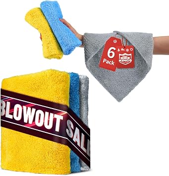 Car Wash Drying Towels, Coral Fleece, 6 Pcs, 3 Colors