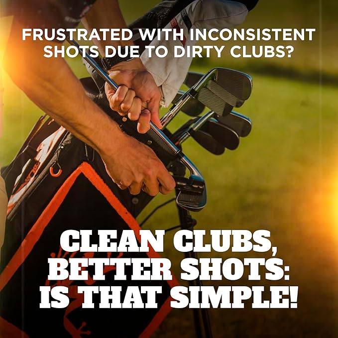 Frogger BrushPro Golf Club Cleaner with Ergonomic Grip and 2.5 ft. Retractable Cord - Sturdy Golf Club Brush and Groove Cleaner for Golfers