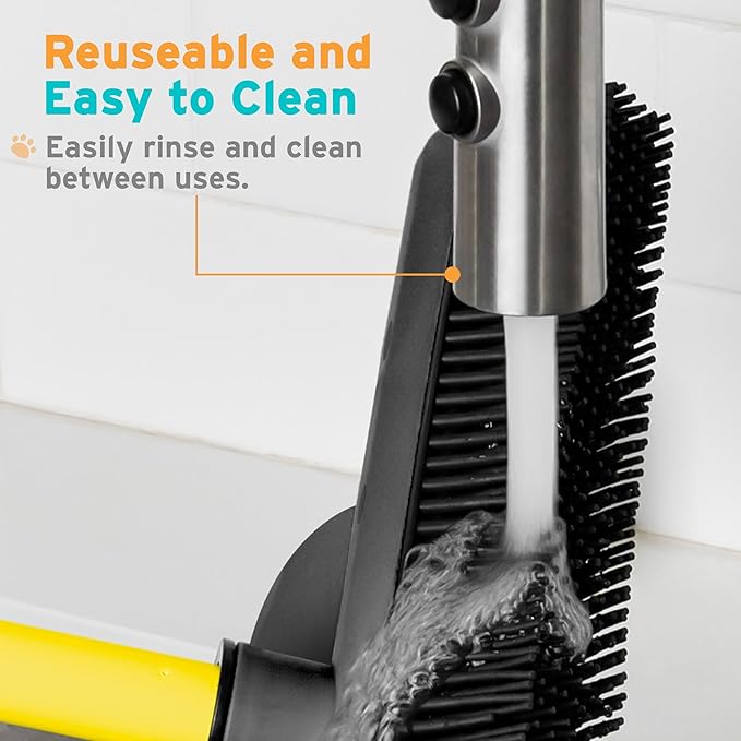 FURemover Pet Hair Removal Rubber Broom, 61" Telescopic Handle