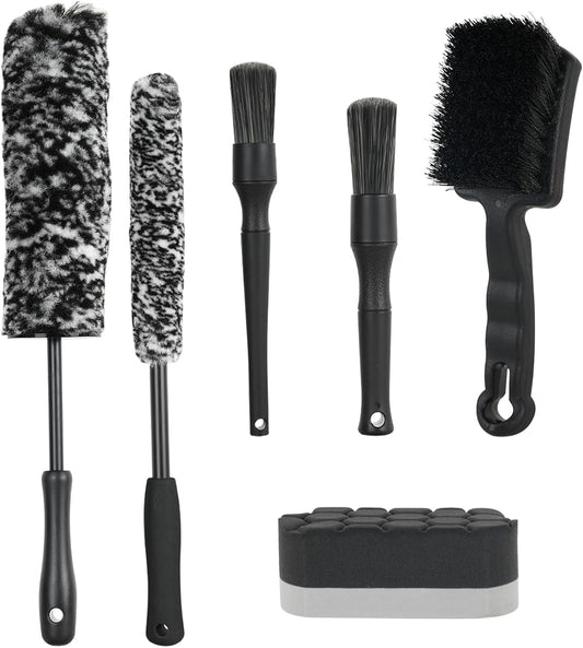 BRUSH FAMILY 6PCS Car Rim Brushes for Cleaning Wheels Set