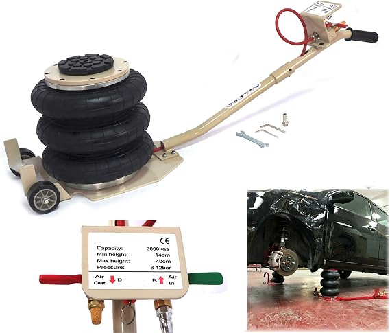 HTTMT- Vehicle 3 Ton / 6600LBS Auto shop Tire Shop Triple Bag Air Go Jack 6600 LBS Quick Lift Heavy Duty Jackng Pneumati