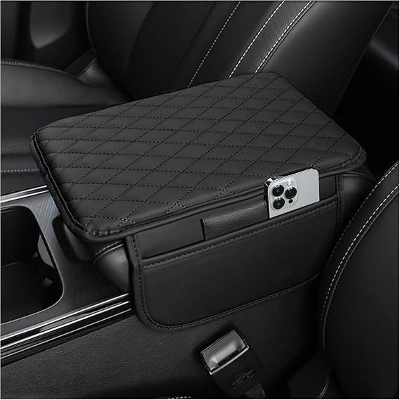 Stacool Upgraded Car Center Console Cover,Microfiber Leather Car Armrest Cover Cushion with 2 Storage Bags,Universal Car