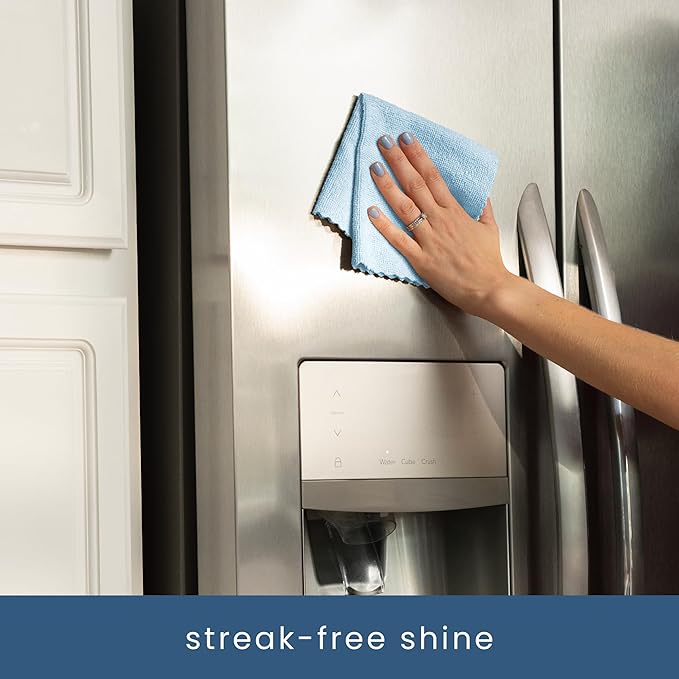 S&T INC. 50 Pack Microfiber Cleaning Cloth with Box, Bulk Towels for Home, Reusable Microfiber Towels for Cars, Cleaning Rags, Blue Color will Vary, 190gsm, 11.8 Inches x 11.8 Inches, 50 Count