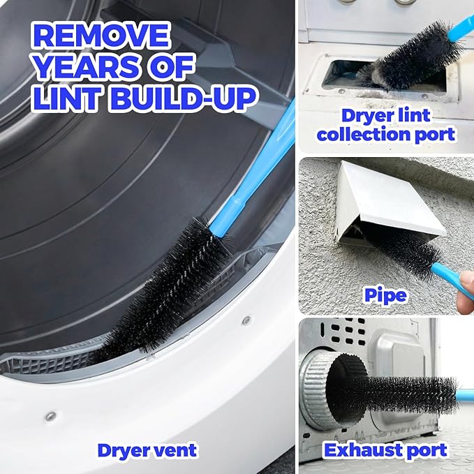 Holikme Dryer Vent Cleaner Kit - 5 Piece Flexible Snake Tool for Lint Removes & Hair Clogs, Suitable for Drain Pipes,Condenser, Refrigerator Coils, Radiators, Toilets, Sinks & Tile Grout