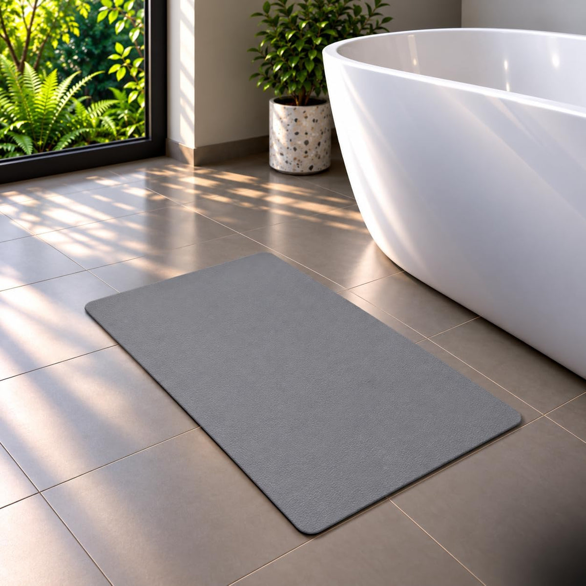 Bath Mat for Bathroom Non Slip, Quick Dry, 16x24 in, Grey
